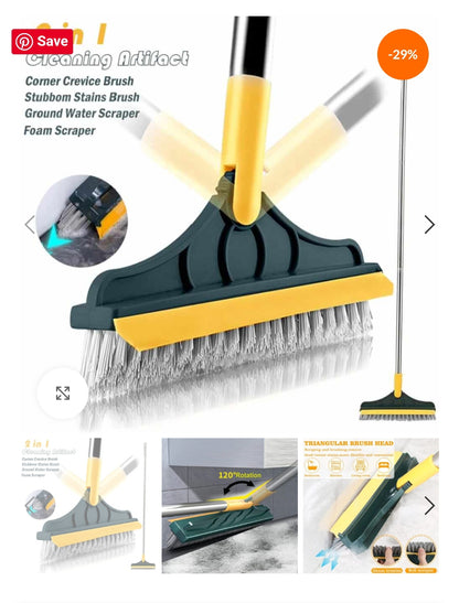 2 in 1 floor Scrub brush Rotating with long handle