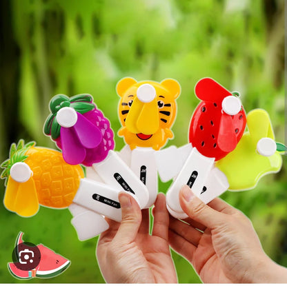 BuildAbrand Hand Pressure Mini Fan Fruit Shape Cute Squeeze Toys/Cool Summer Fan/ (Multi Color Pk-1)