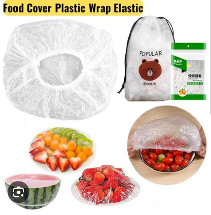 100pcs Disposable Food Storage Cover Reusable Elastic Fresh Food Covers