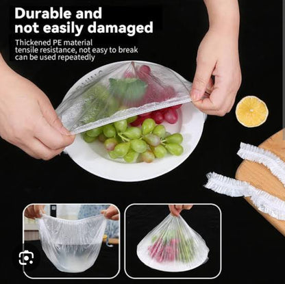 100pcs Disposable Food Storage Cover Reusable Elastic Fresh Food Covers