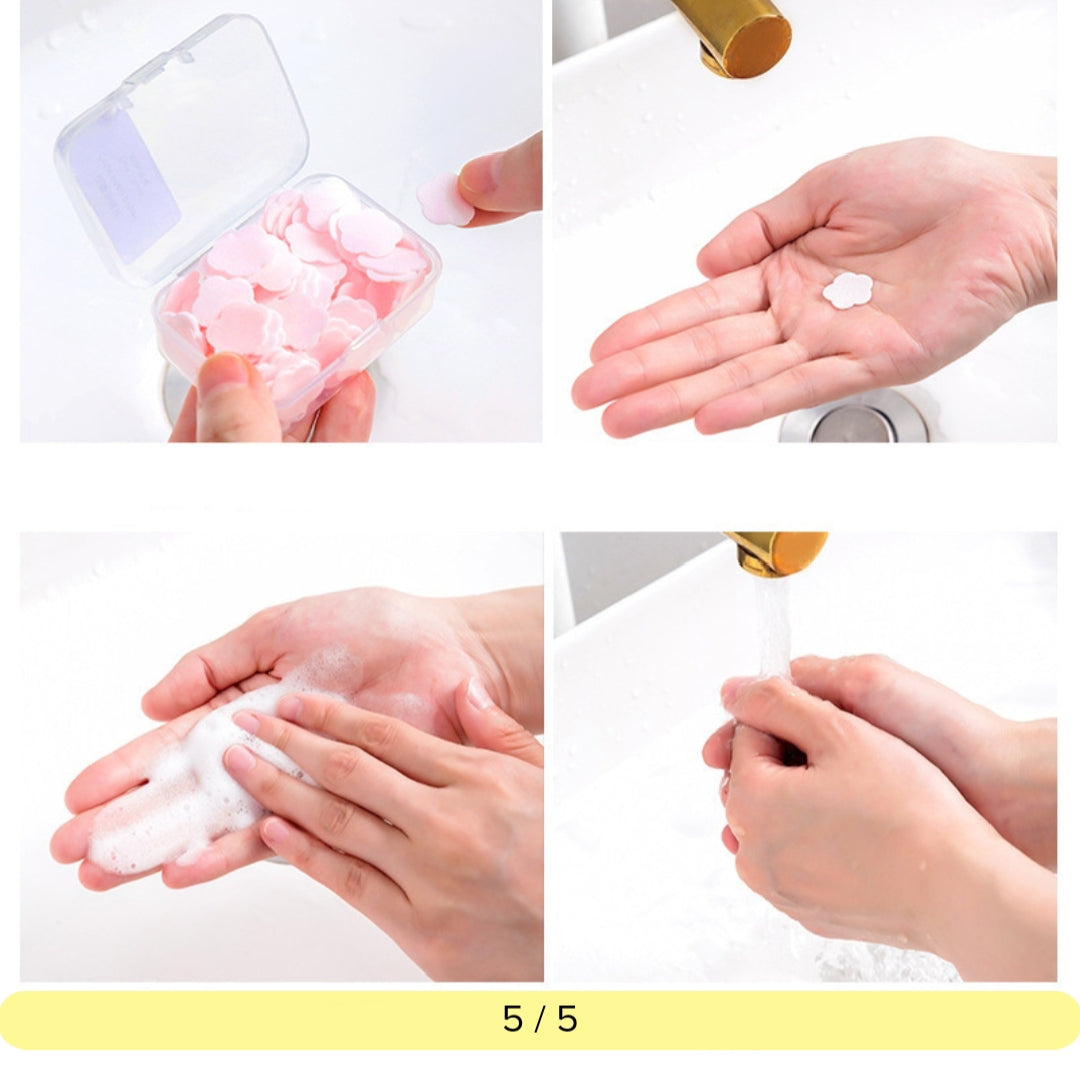 Portable paper Travel Soap Box portable Skin friendly fresh hand washing toilet soap Slice Disposable petal soaps flakes household for travel