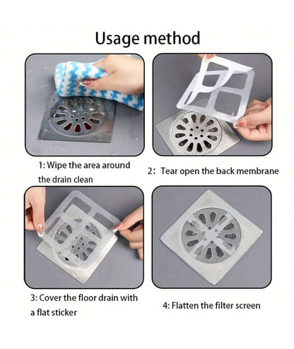 Floor Drain Sticker For Kitchen Bathroom Hair And Insects Anti Clogging Filter Net pack of 10