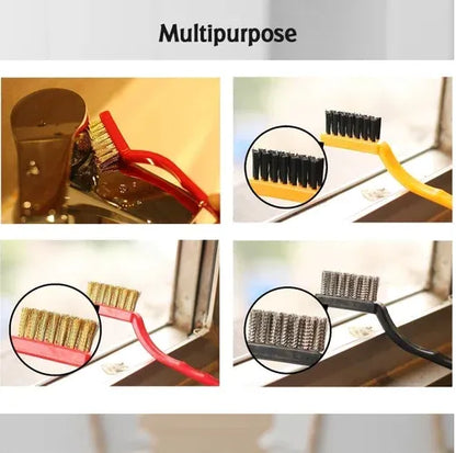 3 PC MINI WIRE KITCHEN BRUSH SET (BRASS, NYLON, STAINLESS STEEL BRISTLES)