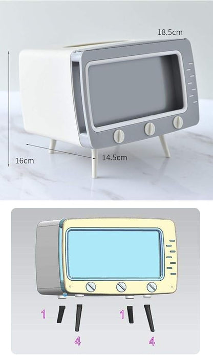 TV Shaped Tissue Box Storage Holder with Phone Holder