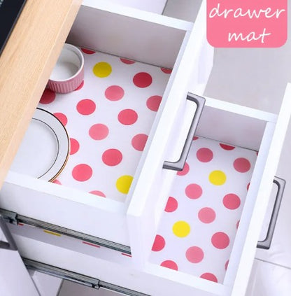 Dotted Drawer and Kitchen Mat