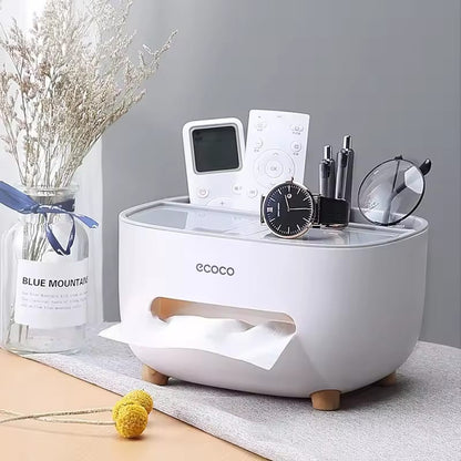 Multipurpose Desktop Tissue Holder With Mobile Organizer Echo China Brand Tissue Box Holder, Multifunction Tissue Box ABS Material Storage Organizer, Desktop Tissue Box With Hidden Mobile Phone Holder, Remote Holder