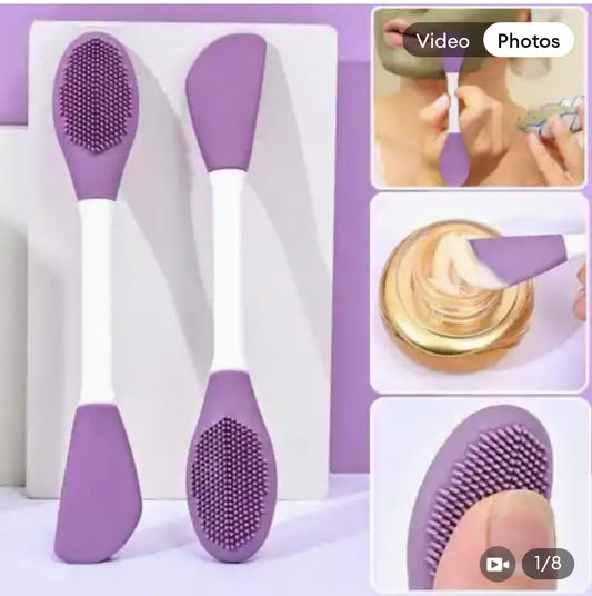 Silicone Double sided face mask Brush facial cleaning BrushThis silicone facial mask brush