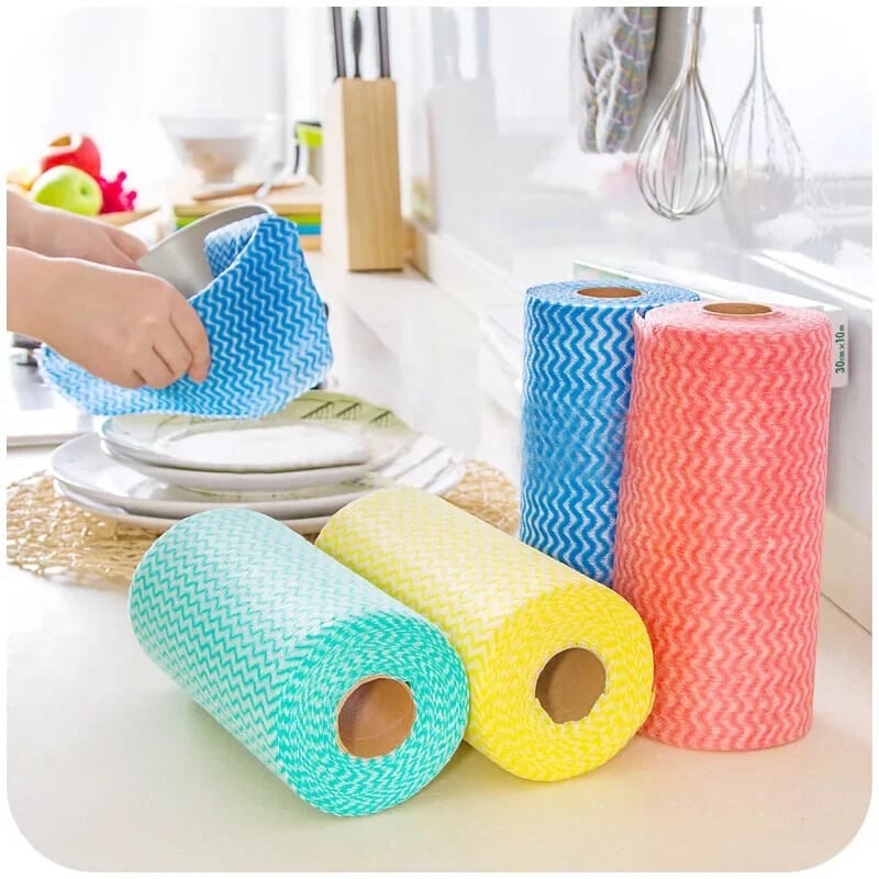 Disposable Reusable Kitchen Wipes | 1 Roll x 50 Tissues | All-Purpose Cleaning Cloths | 50 Wipes per Roll