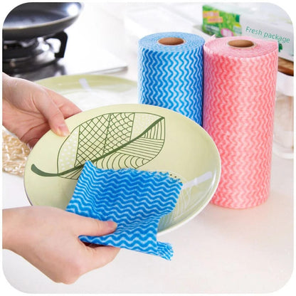 Disposable Reusable Kitchen Wipes | 1 Roll x 50 Tissues | All-Purpose Cleaning Cloths | 50 Wipes per Roll