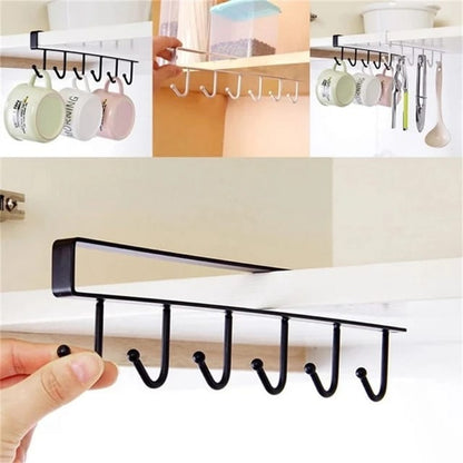 6 Iron Hook Under Cabinet Mug Holder Storage Hooks for Shelf, Cup Holder (Single Mug Patti)