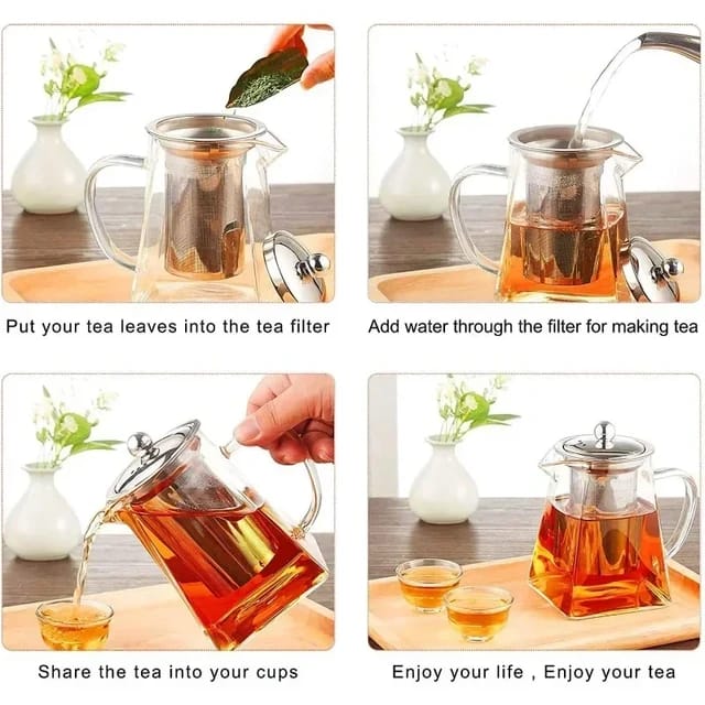 Tea Infusers Teapot with Stainless Steel Infuser Heat Resistant